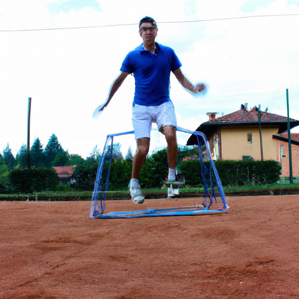 Person performing tennis agility exercises