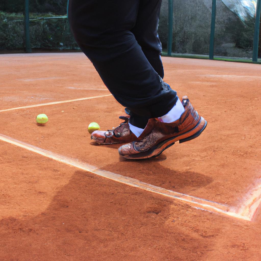 Person performing tennis footwork exercises