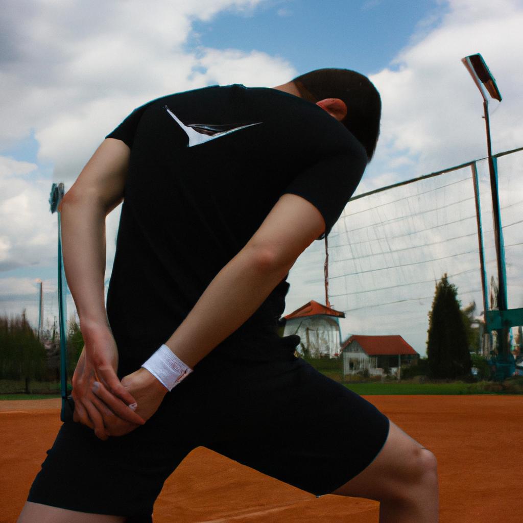 Person stretching after playing tennis