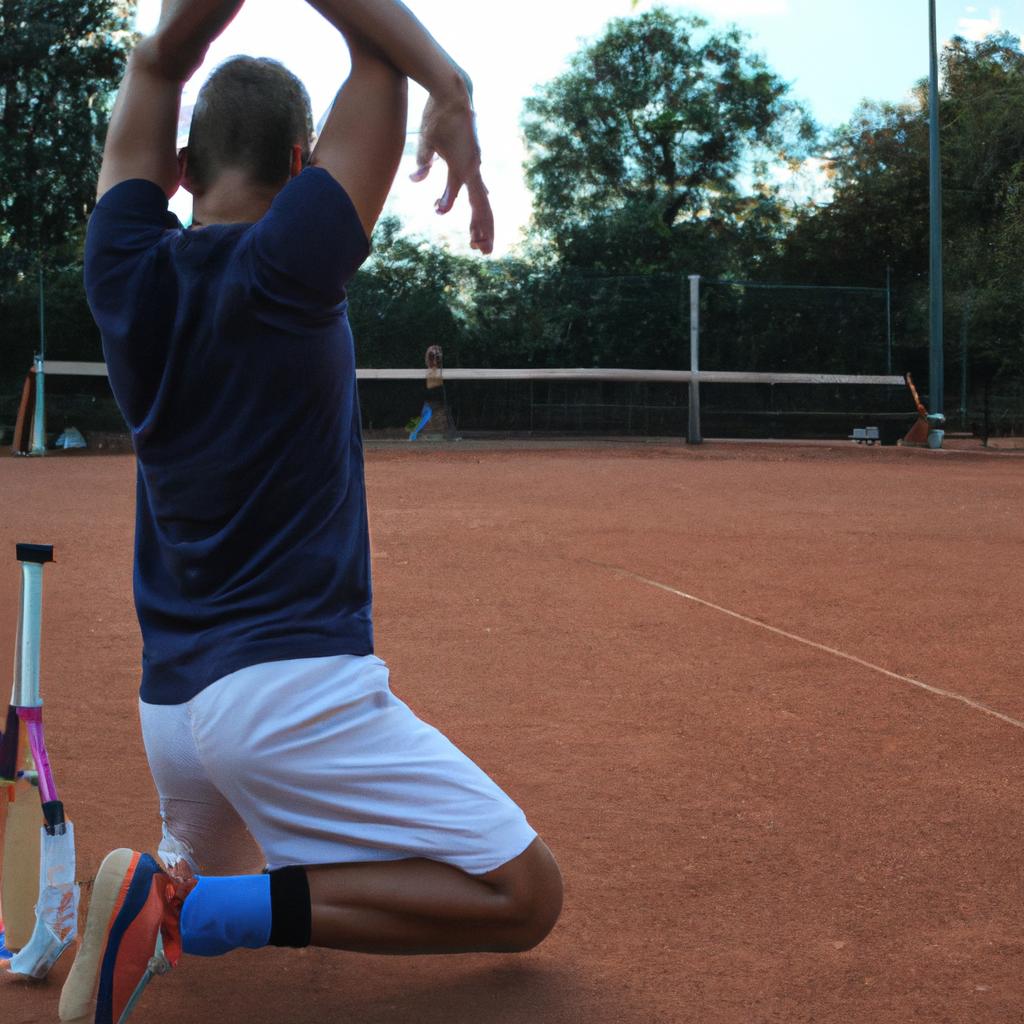 Person stretching before playing tennis